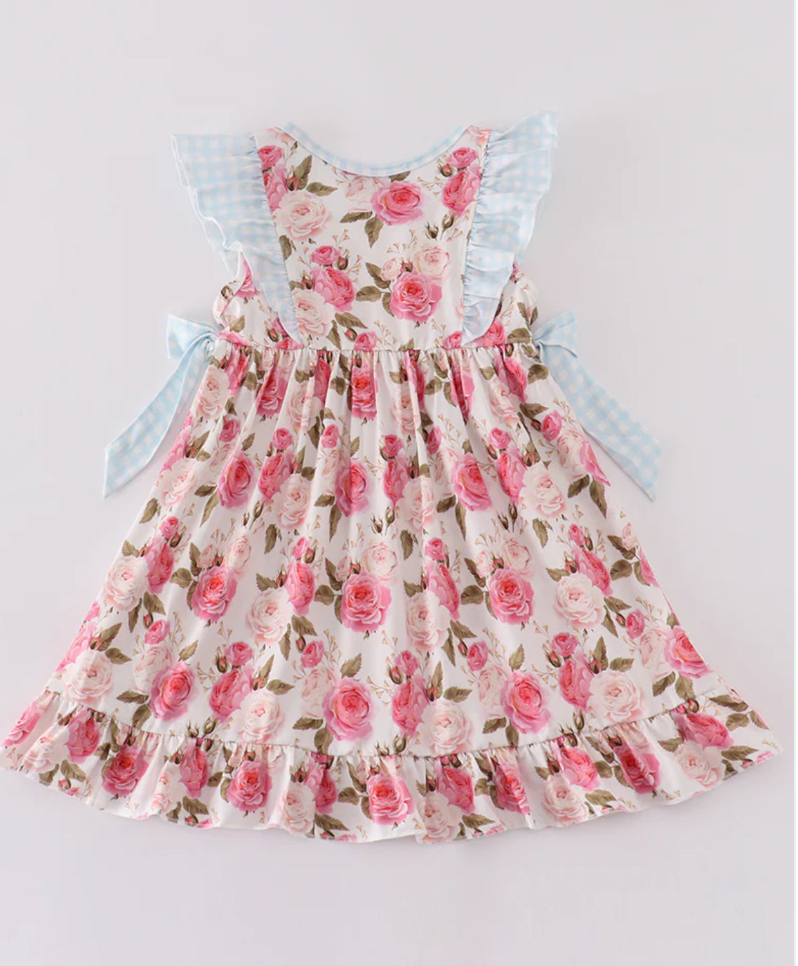 Pink floral ruffle dress