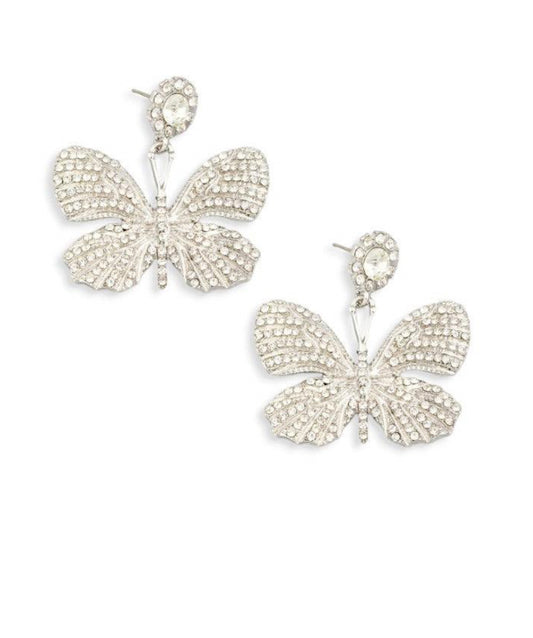 Rhinestone Clear Butterfly Earring