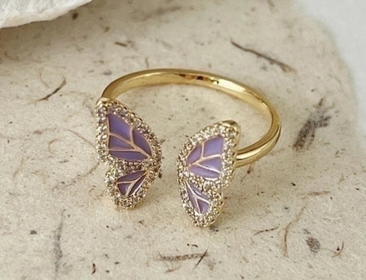 Purple butterfly ring