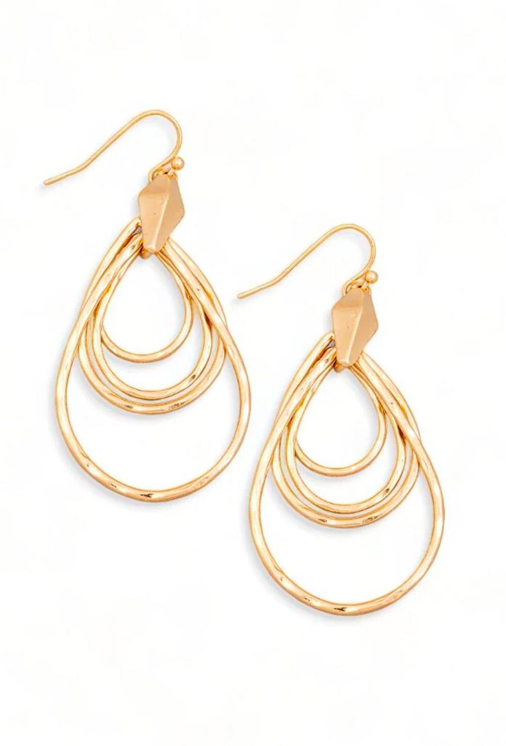 Triple Teardrop Cutout Drop Hoop Earrings
