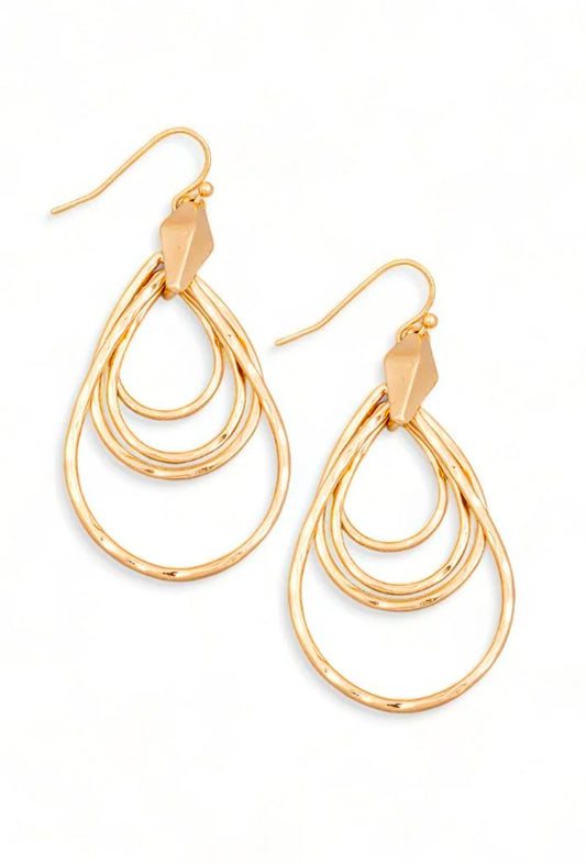 Triple Teardrop Cutout Drop Hoop Earrings