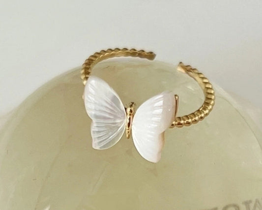 White butterfly ring