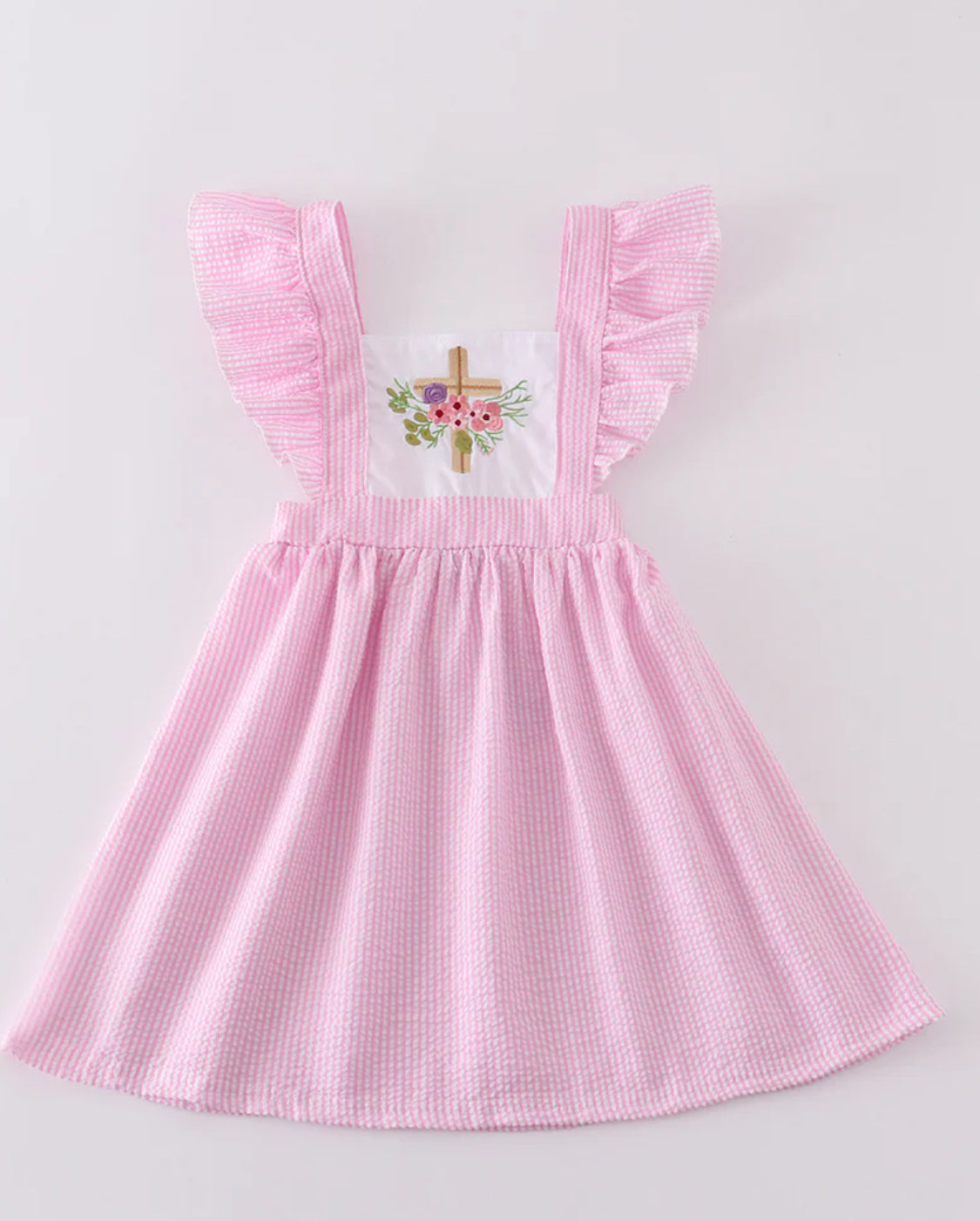 Pink cross embroidery dress