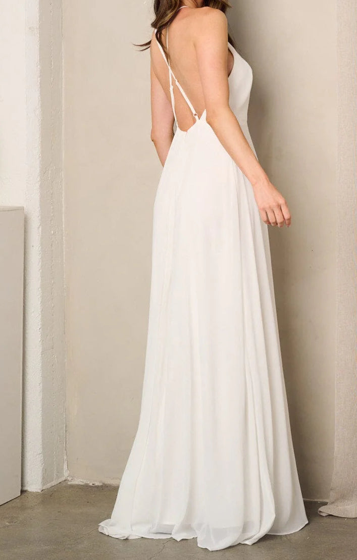 WOMEN'S SLEEVELESS OPEN BACK GOWN MAXI DRESS