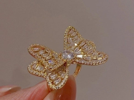 Hold plated butterfly ring