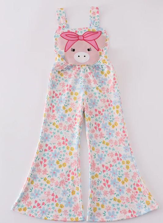 Pink floral pig jumpsuit