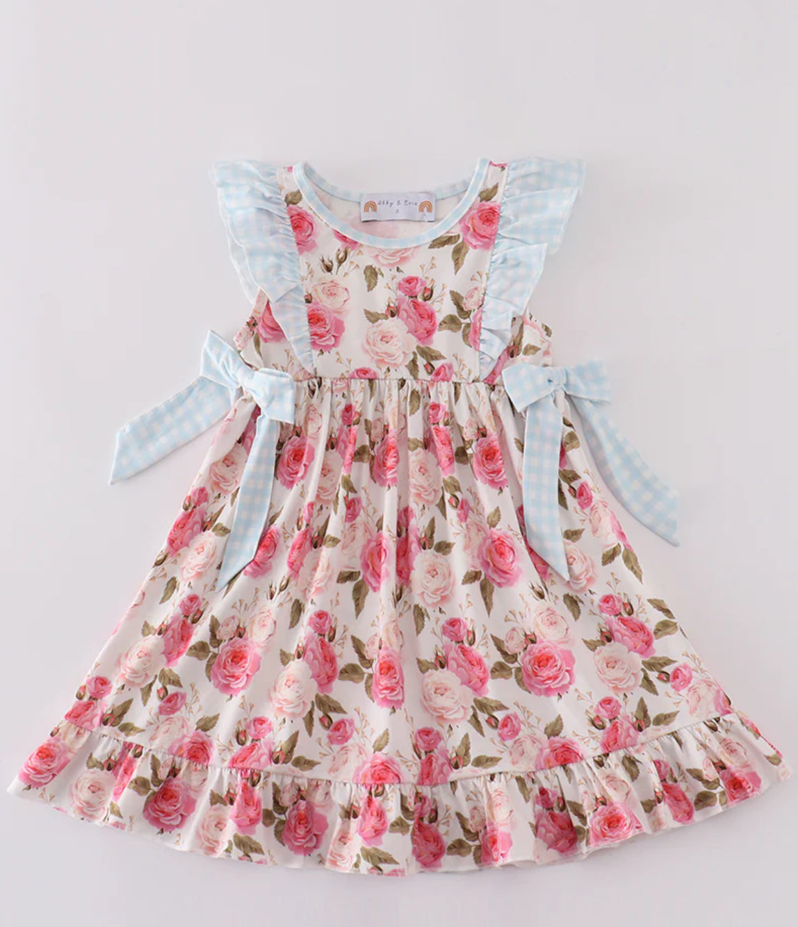 Pink floral ruffle dress