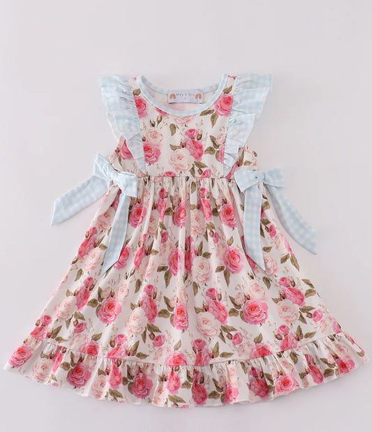 Pink floral ruffle dress
