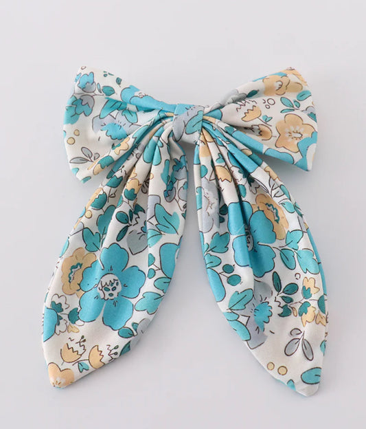Large blue flower bow