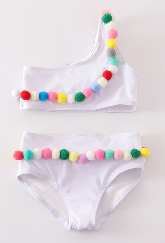 Multi color Pom Pom 2pc swimsuit