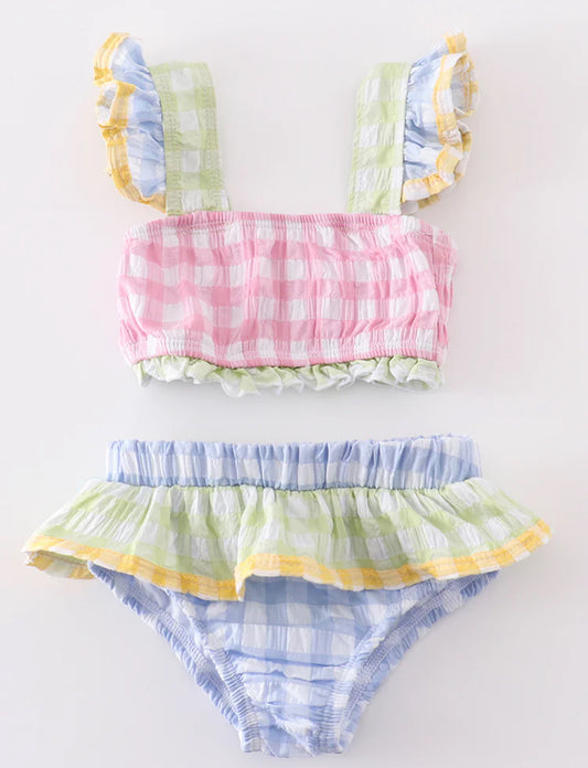 Multi color 2pc girl swimsuit