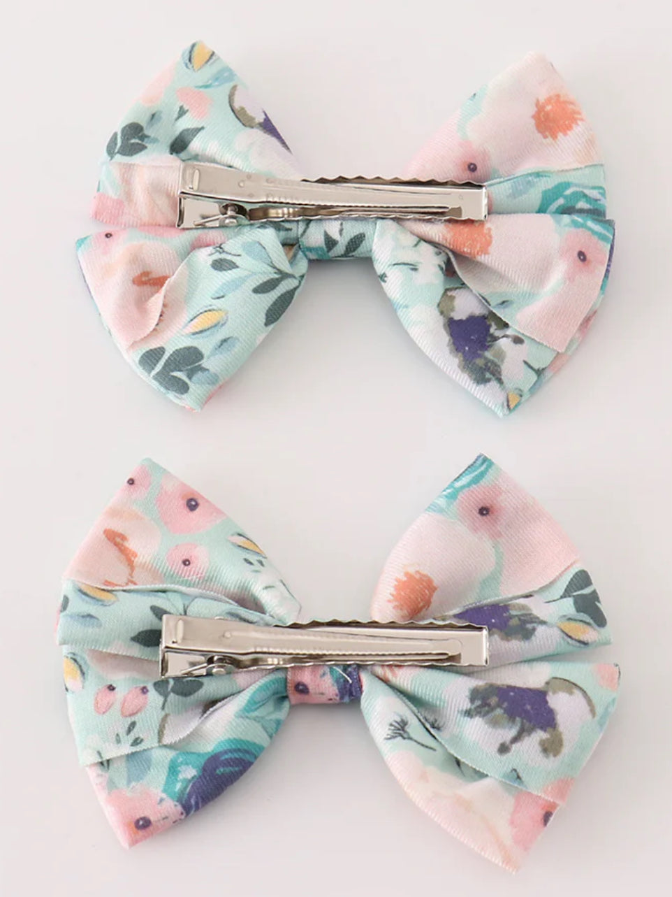 Teal floral print bows