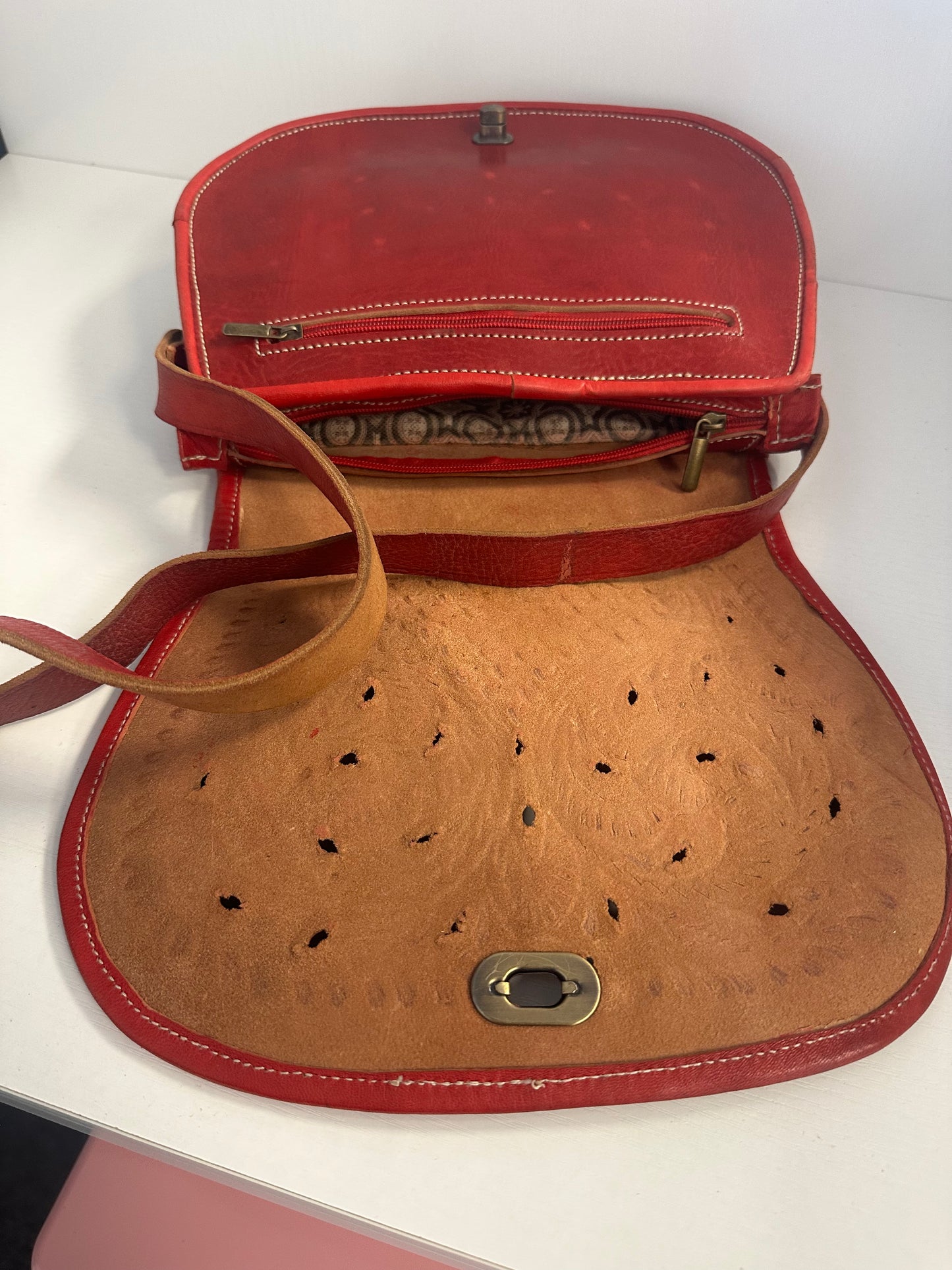 Medium red Alyssa leather cross body