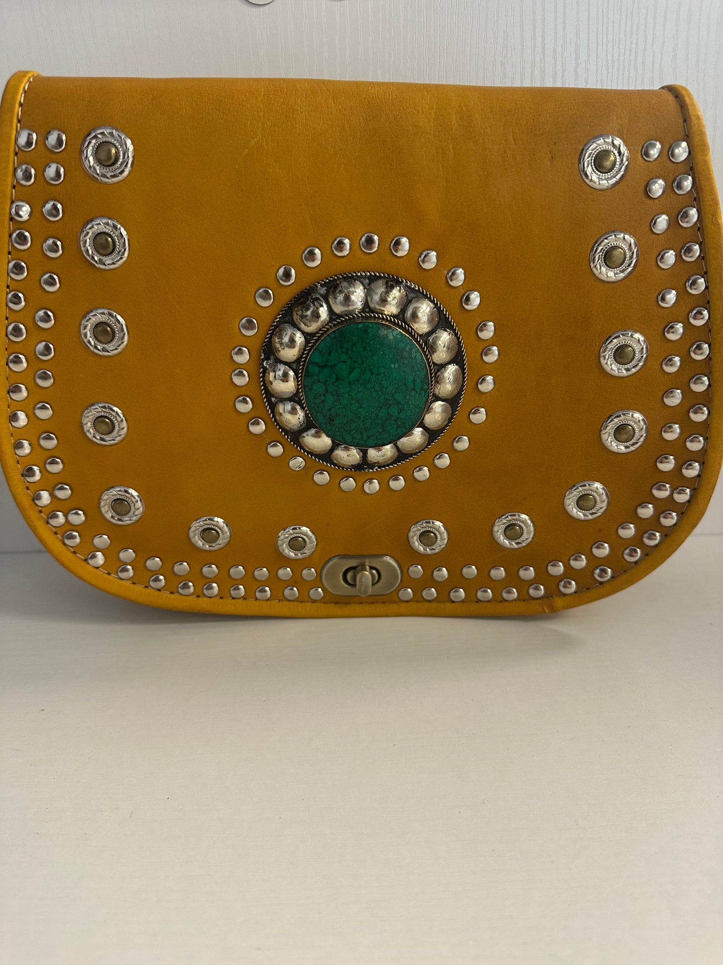 Medium Aaliyah crossbody bag with green stone