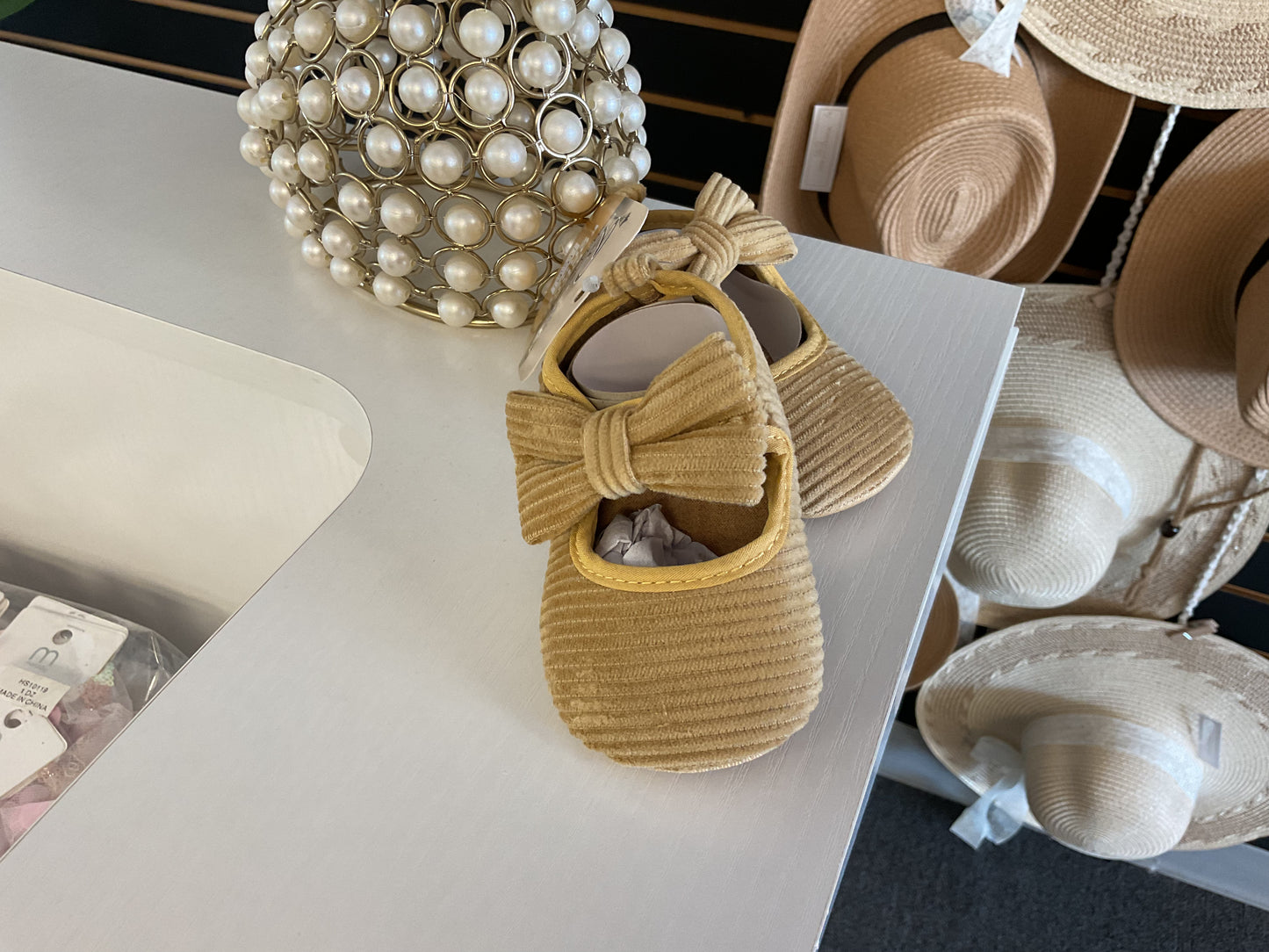 Mustard color baby shoes