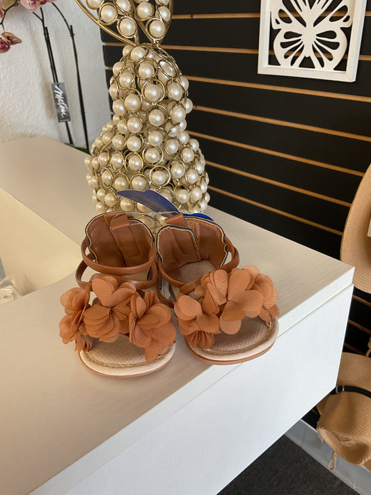 Brown flower baby shoes