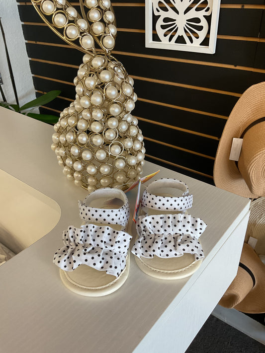 White polka dot baby shoes