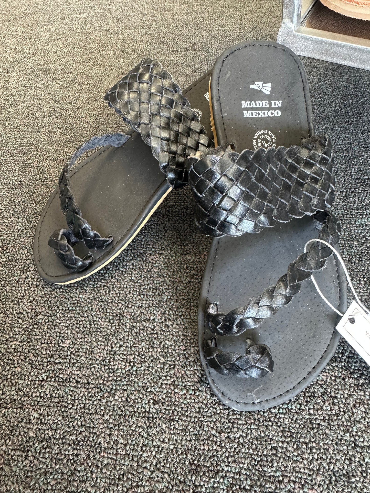 Black leather summer sandals