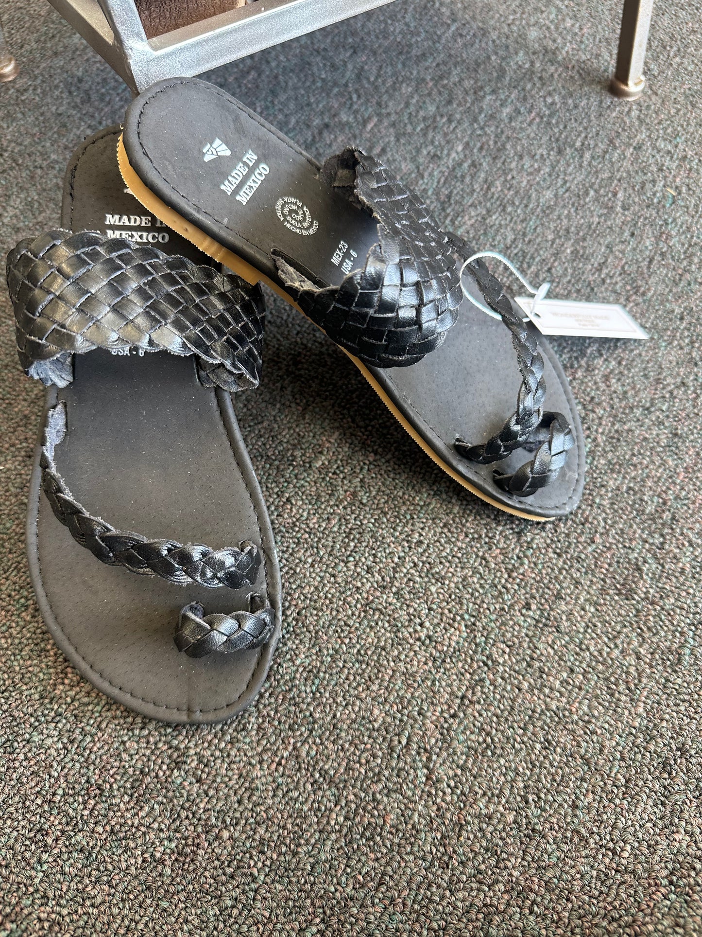 Black leather summer sandals