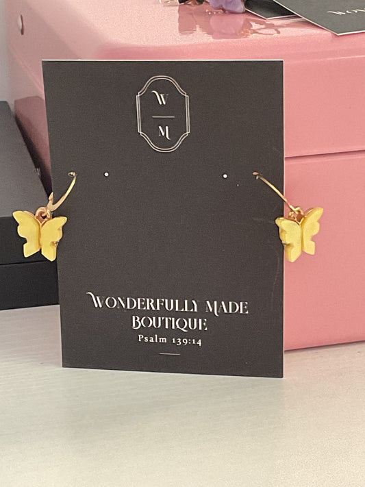 Small yellow butterfly earrings