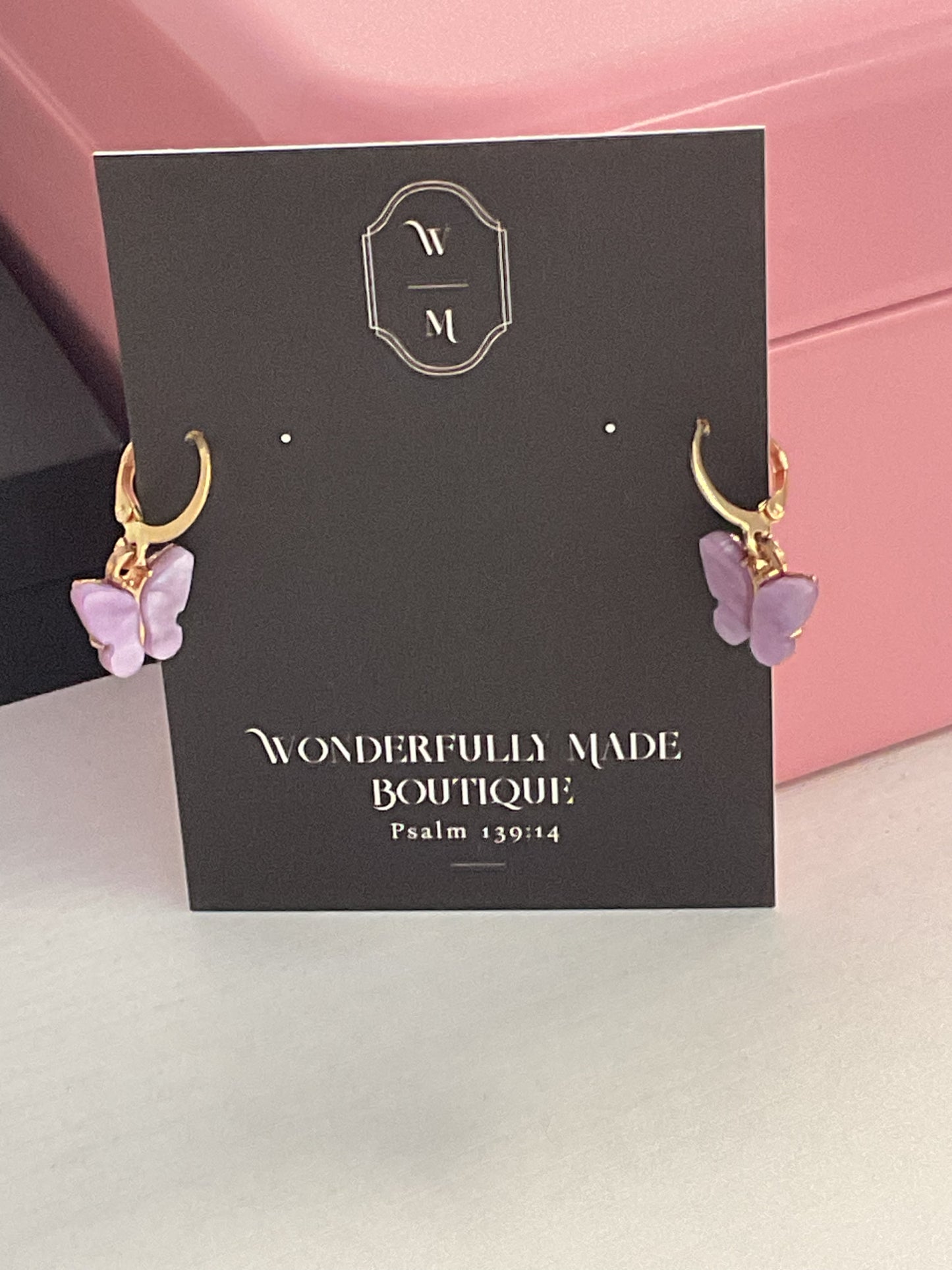 Small purple butterfly earrings