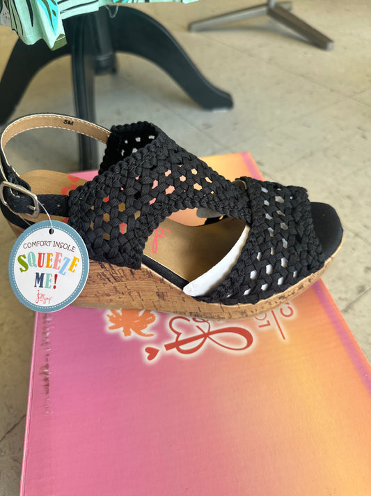 Black comfort wedges