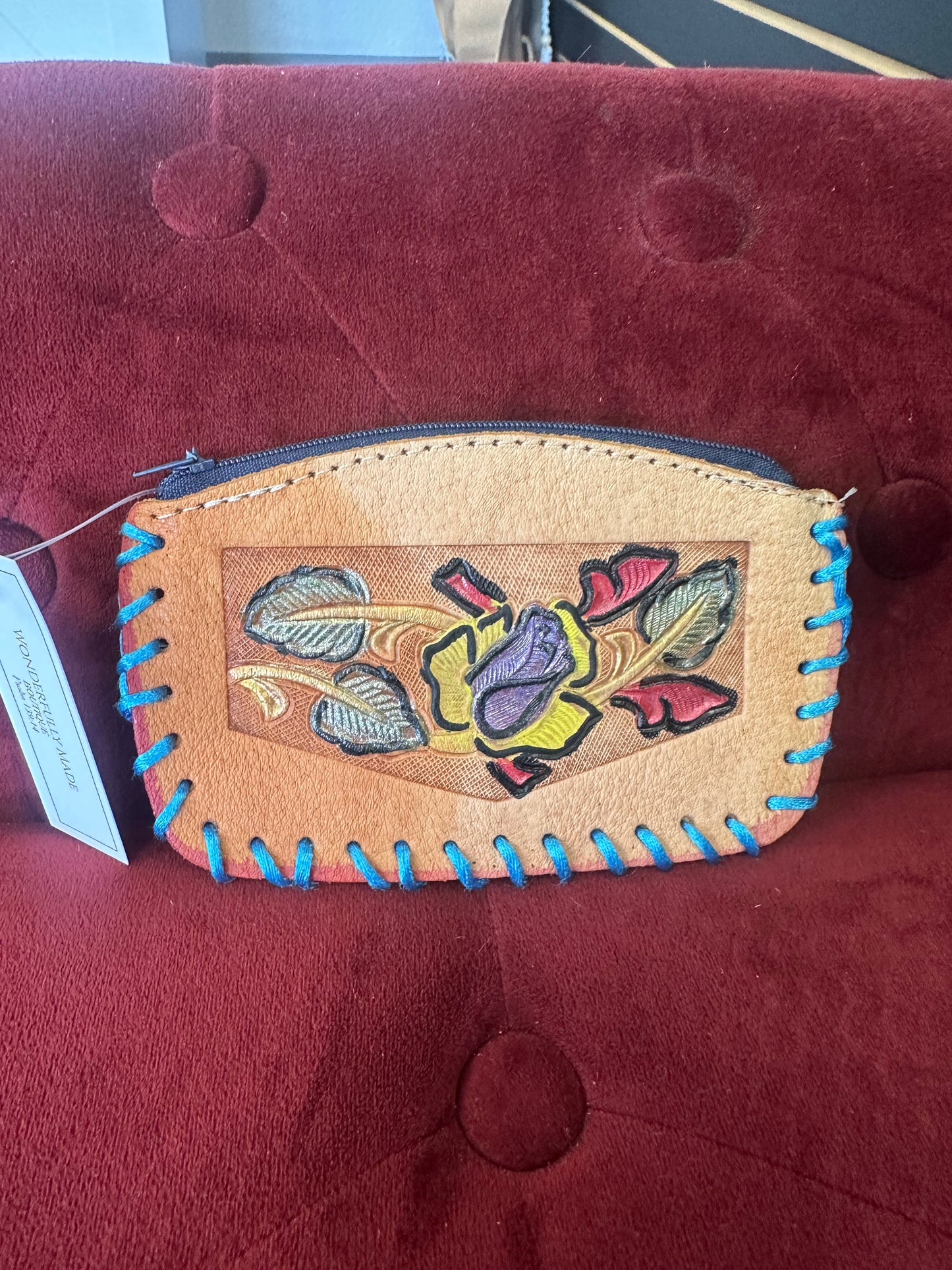Leather coin purse flower