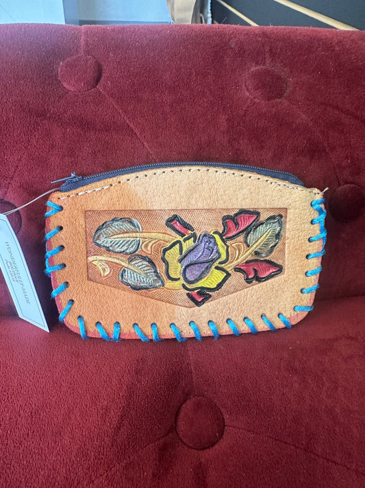Leather coin purse flower
