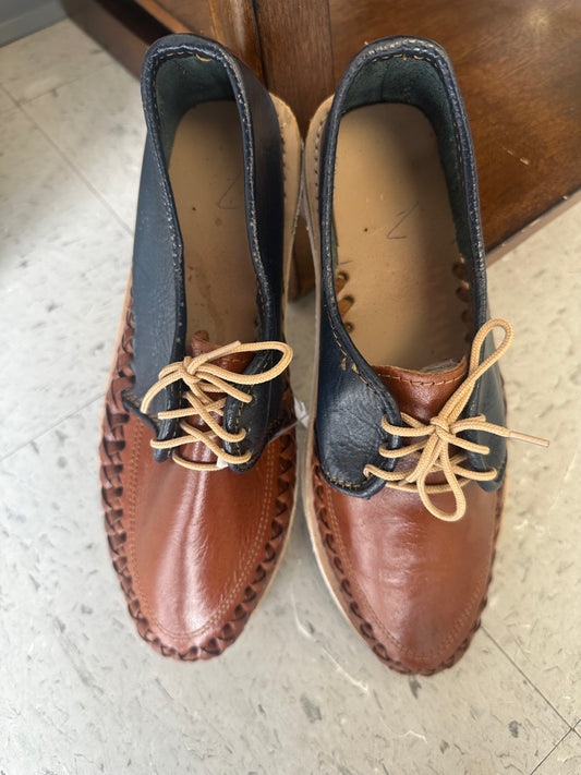 Men’s huaraches blue and brown leather
