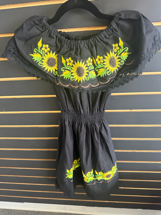 Girls Embroidered black dress